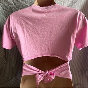 Pink Tie-Back Crop Top